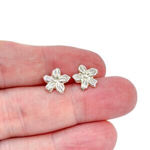 Vintage Sterling Silver 925 Forget Me Not Flower Stud Earrings